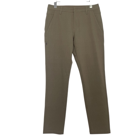 BYLT Pant Mens 33X30 Taupe Premium Basics Herringbone Slim Stretch Golf Office - Picture 1 of 11